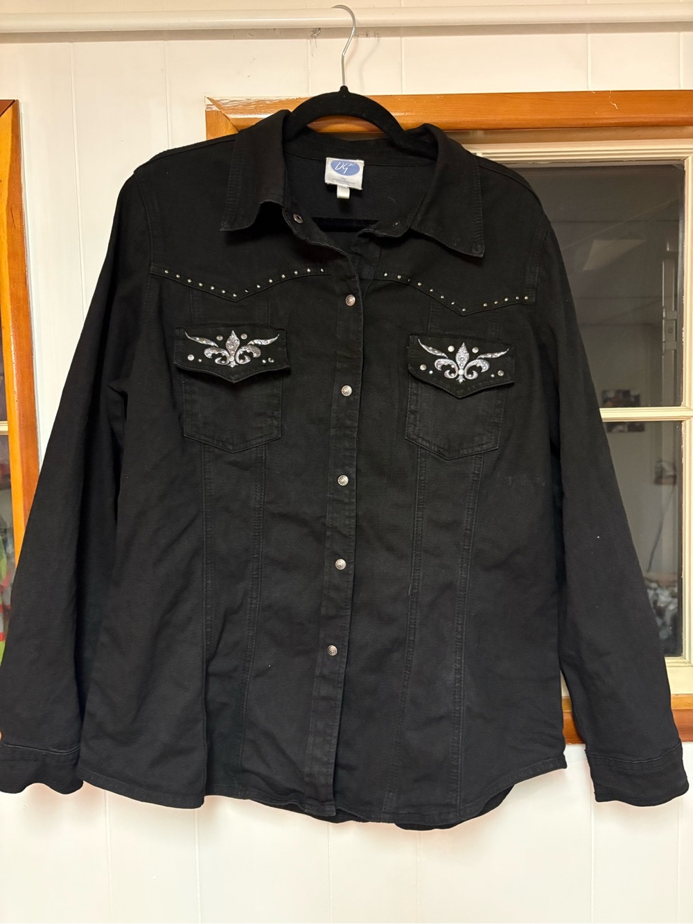 Diane Gilman Black Embroidered Western Shirt Jacket